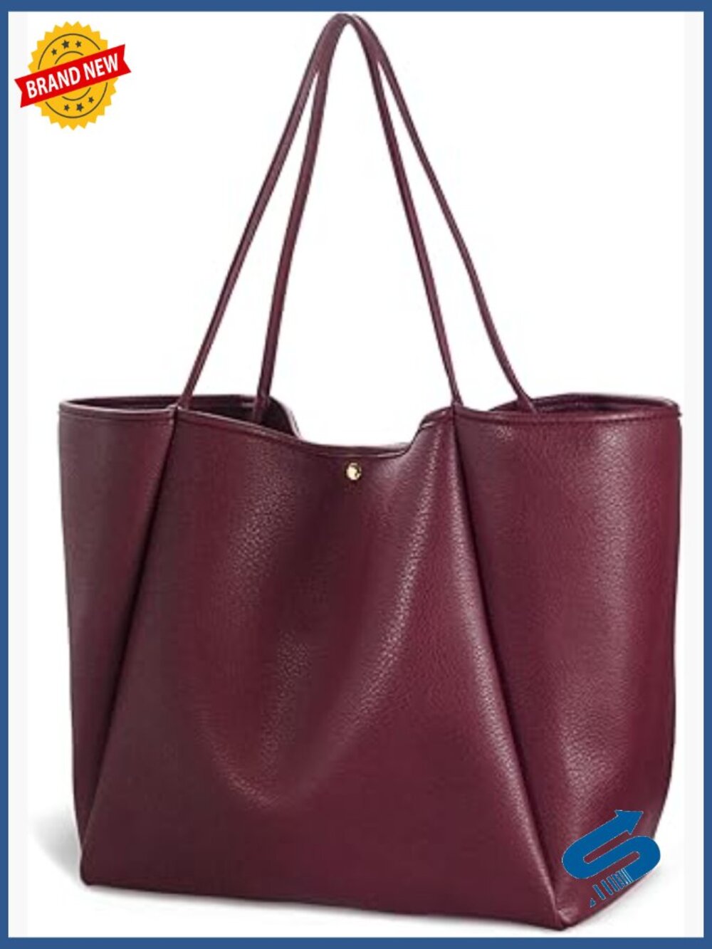 Oversized PU Leather Tote Bag Spacious Weekender Travel Purse Handbag